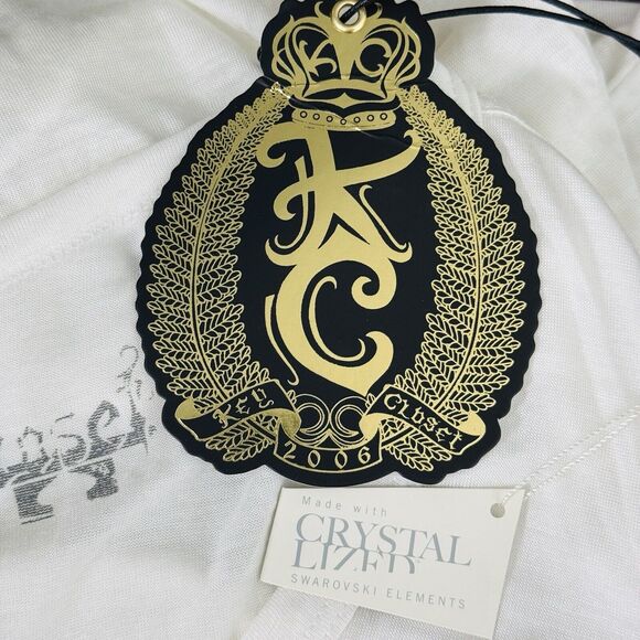 Key Closet Top Womens Medium Horse Rose Swarovski Crystal Tee Equestrian Y2K NEW - Picture 9 of 13